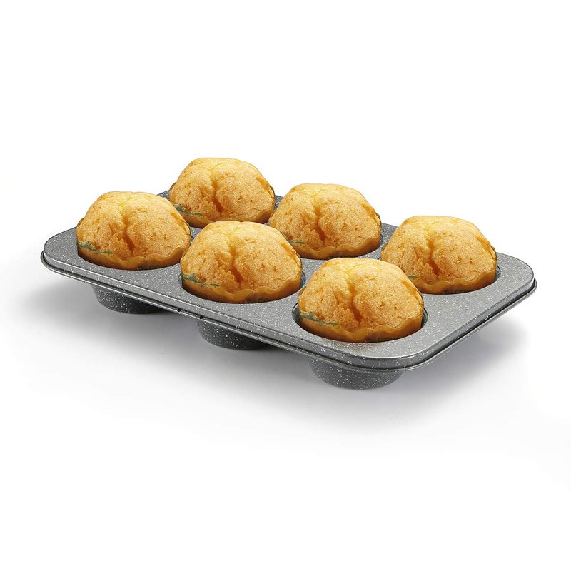 Monfish large muffin pan Jumbo Cupcake tin grey stone finish non sticking 3.5x1.75 inch cup - Image 4